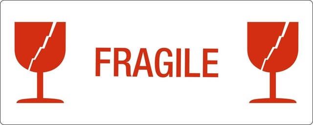 Iezzy Waarschuwingsetiket glas fragile 150mmx60mm 500 stuks