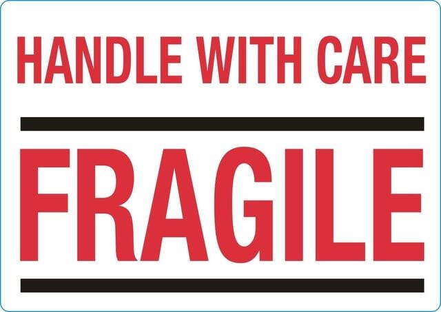 Iezzy Waarschuwingsetiket handle with care fragile 100mmx70mm 500st