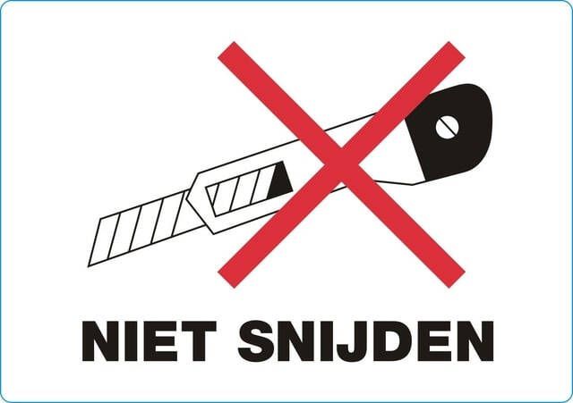 Iezzy Waarschuwingsetiket niet snijden 105x74mm 500 stuks