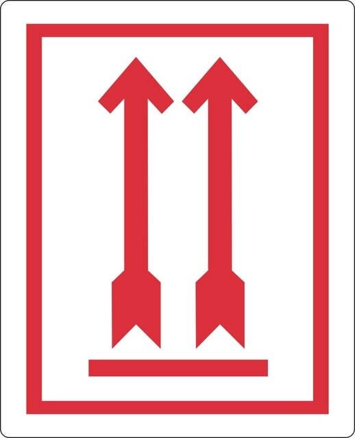 Iezzy Waarschuwingsetiket pijl omhoog 74x105mm 500 stuks