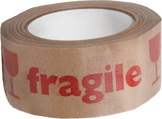 Iezzy Waarschuwingstape 50mmx50m 80% gerecycled papier bruin rood