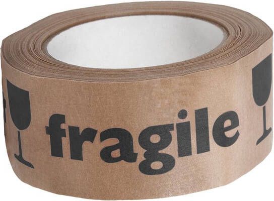 Iezzy Waarschuwingstape 50mmx50m 80% gerecycled papier bruin zwart