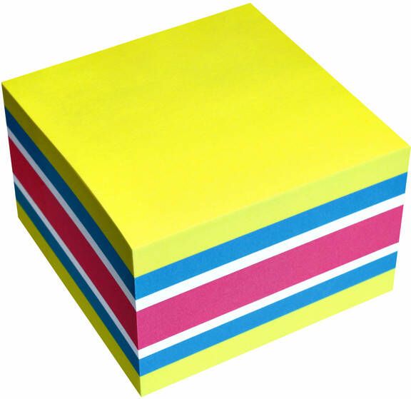 Info notes Memoblok kubus 450 vel 75x75mm neon assorti 450 vel