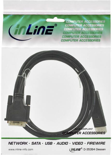InLine Kabel Displayport DVI 24+1 M M 2 meter zwart - Foto 2