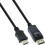 InLine Kabel Displayport HDMI 4K M M 2 meter zwart - Thumbnail 2