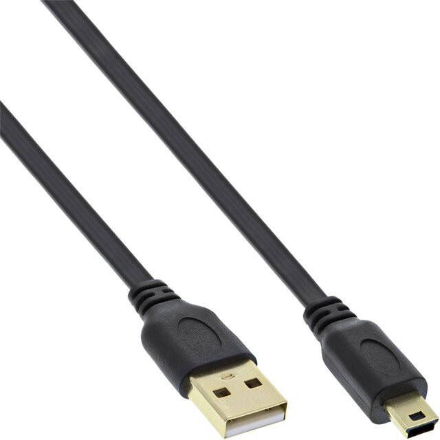 InLine Kabel InlLne USB-A mini-B 2.0 platte kabel 2 meter zwart