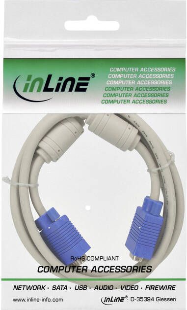 InLine Kabel S VGA 15HD M-M 2 meter beige en blauw - Foto 2