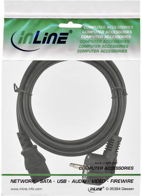 InLine Kabel STROOM C13 recht CEE7 7 haaks 1 8 meter zwart - Foto 2