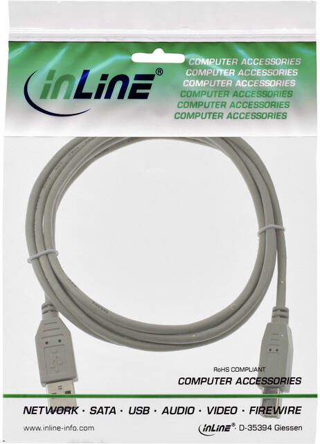 InLine Kabel USB-A USB-B 2.0 M 1.8 meter beige - Foto 2