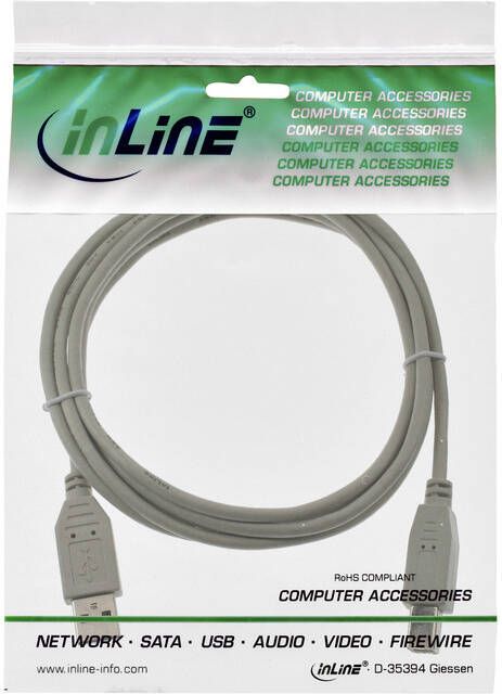 InLine Kabel USB-A USB-B 2.0 M 3 meter beige - Foto 1
