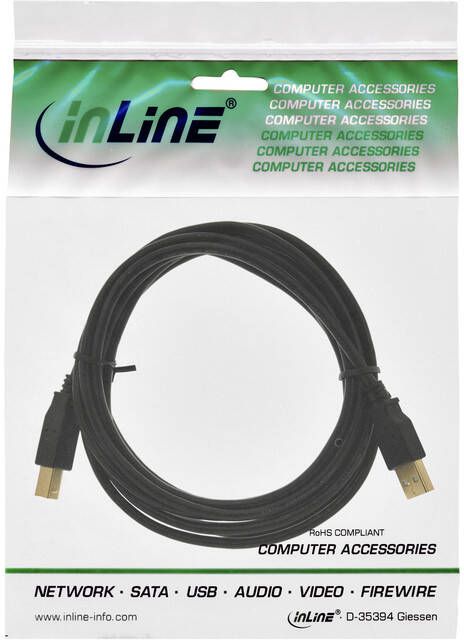 InLine Kabel USB-A USB-B 2.0 M 3 meter zwart - Foto 3