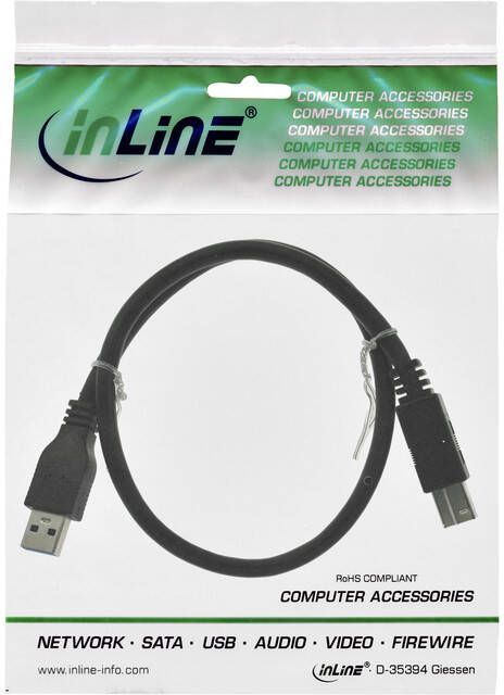 InLine Kabel USB-A USB-B 3.0 M 0.5 meter zwart - Foto 2
