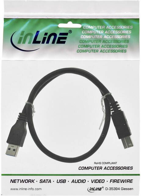 InLine Kabel USB-A USB-B 3.0 M 1.5 meter zwart - Foto 2