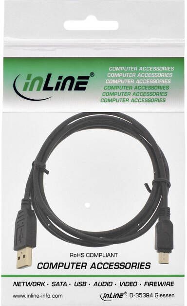 InLine Kabel USB-A USB mini-B 2.0 M 5pin 2 meter zwart - Foto 1