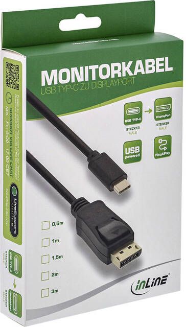 InLine Monitor kabel Displayport USB-C 3.1 4K M M 2 meter - Foto 1