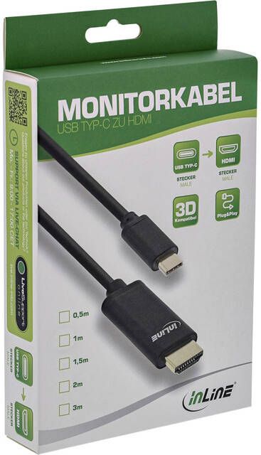 InLine Monitor kabel USB C HDMI 3.1 2.0 4K M M 2 meter - Foto 1