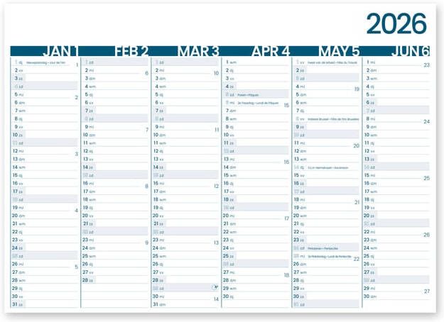 INNI 6-Maandkalender 2026 Groot Memento 430x320mm