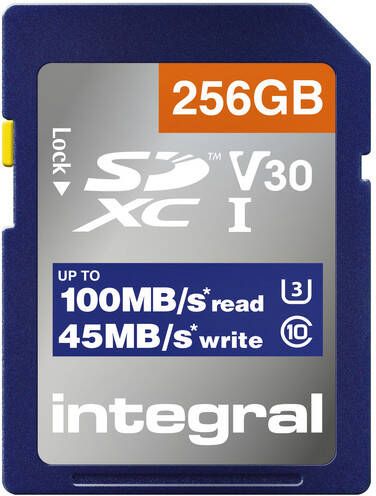 Integral geheugenkaart SDXC V30 256 GB
