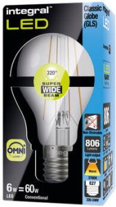 Integral Classic Globe LED lamp E27 niet dimbaar 2.700 K 6 3 W 806 lumen
