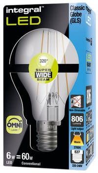 Integral Classic Globe LED lamp E27 niet dimbaar 2.700 K 6 3 W 806 lumen