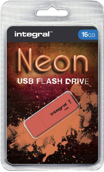 Integral USB-stick 2.0 16Gb neon oranje