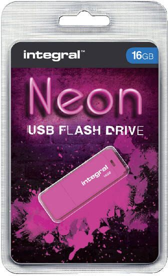 Integral USB-stick 2.0 16Gb neon roze