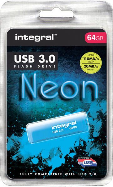 Integral Neon USB 3.0 stick 64 GB blauw - Foto 3