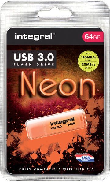 Integral Neon USB 3.0 stick 64 GB oranje - Foto 3