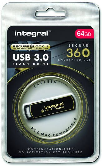 Quantore USB-stick Integral 3.0 Secure 360 64GB zwart - Foto 2