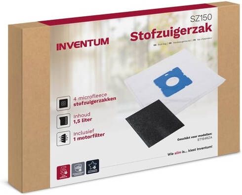 Inventum Stofzuigerzak 1.5l set van 4 zakken + motorfilter