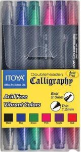 Itoya Kalligrafiepen CL10 1.5én 3.0mm penpunt set à 6 basis kleuren