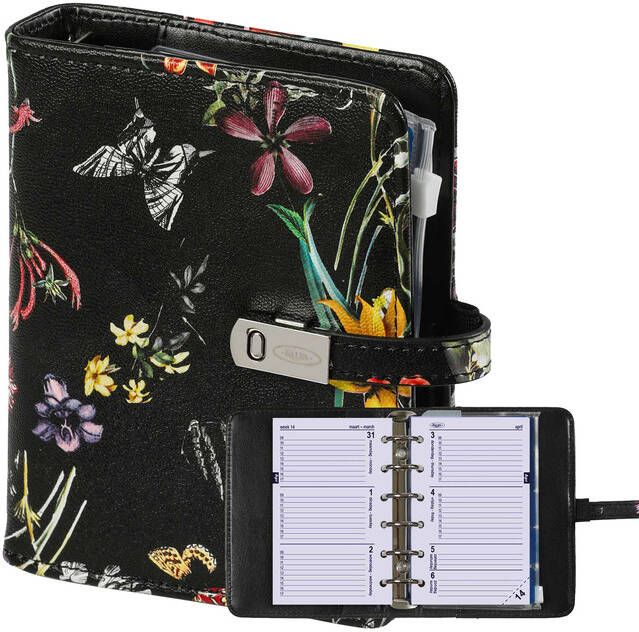 Kalpa Organizer Pocket inclusief agenda 2025-2026 7dagen 2pagina's bloemenzee zwart