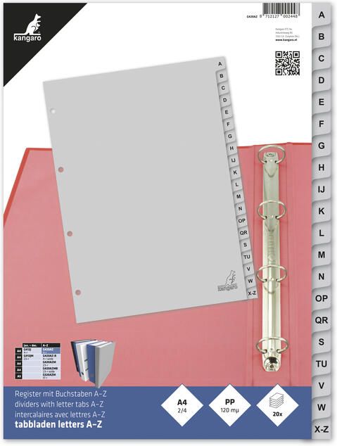 Kangaro Tabbladen 4-gaats G420AZ 20-delig alfabet grijs PP