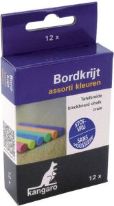 Kangaro Schoolbordkrijt 12stuks kleur assorti stofvrij