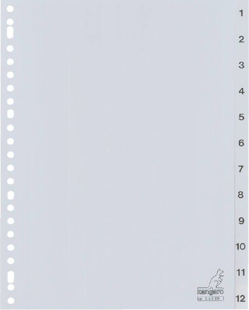 Pakhuis tabblad Kangaro A4 cijfers PP 120mµ grijs 23-gaats 12-delig - Foto 2