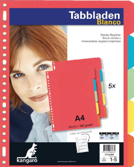 Kangaro Tabbladen 23-gaats PE405M 5-delig assorti karton