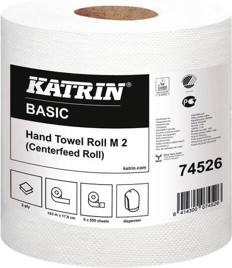 Katrin Handdoekrol 74526 Centerfeed M2 2laags 17 8cmx150m