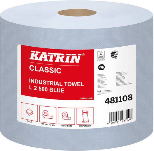 Katrin Poetsrol Classic 481108 verlijmd 2laags 360x220mm 2x500vel blauw