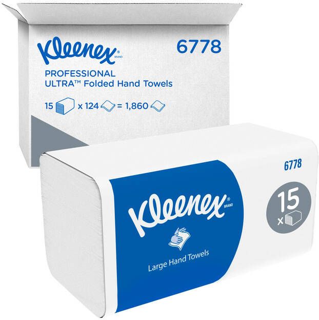 Kleenex Handdoek i-vouw 2-laags 21.5x31.8cm 15x124stuks wit 6778