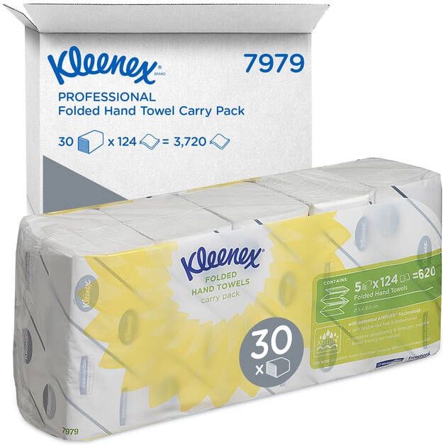 Kleenex papieren handdoeken Ultra intergevouwen 2-laags 124 vellen pak van 5 stuks