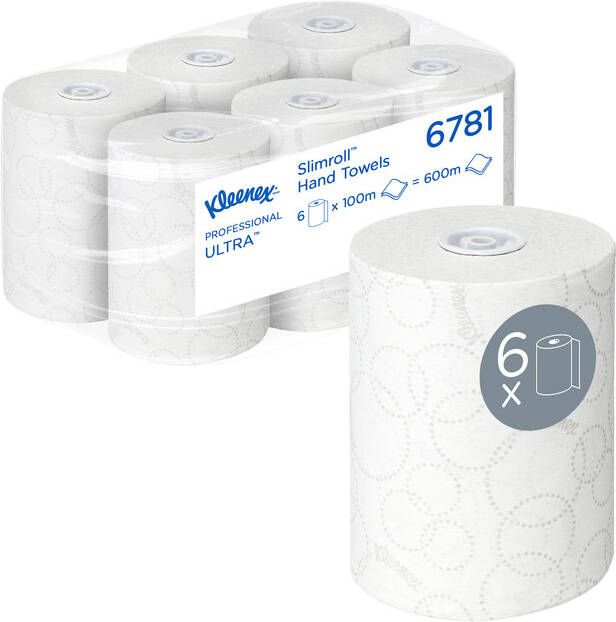 Kleenex handdoelrol Ultra Slimrol 2-laags 100 m per rol pak van 6 rollen