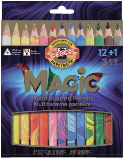 Koh-i-noor Kleurpotloden Jumbo Magic doos 13 kleuren