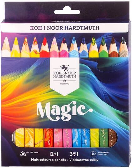 Koh-i-noor Kleurpotloden Koh i Noor Jumbo Magic doos 13 kleuren