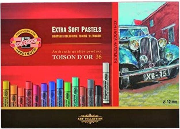 Koh-i-noor Pastelkrijt Koh I Noor 8555 extra soft 36 stuks assorti