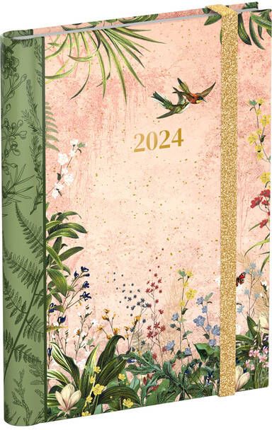 Lannoo Agenda 2024 Botanic 7dagen 2pagina's 120x160 wire-o roze
