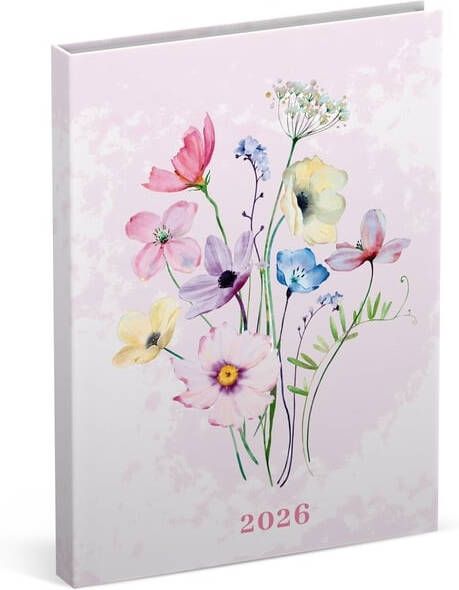 Lannoo Agenda 2026 110x150 Flowers watercolour 7dagen 2pagina's roze
