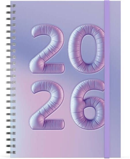 Lannoo Familiekalender 2026 A5 Bubblicious 7d 2p lila