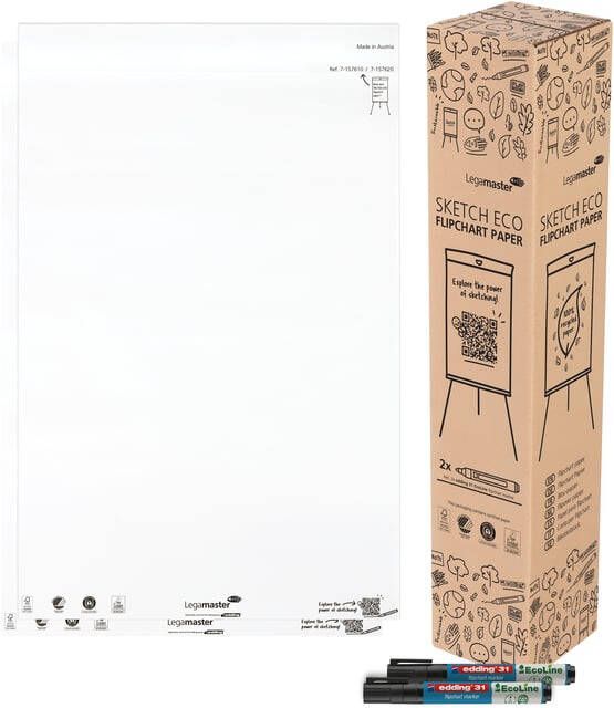 Legamaster flipchartpapier Sketch ECO ft 98 x 65 cm blanco 50 vel pak van 2 stuks