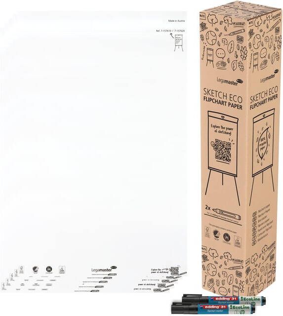 Legamaster flipchartpapier Sketch ECO ft 98 x 65 cm blanco 20 vel pak van 5 stuks