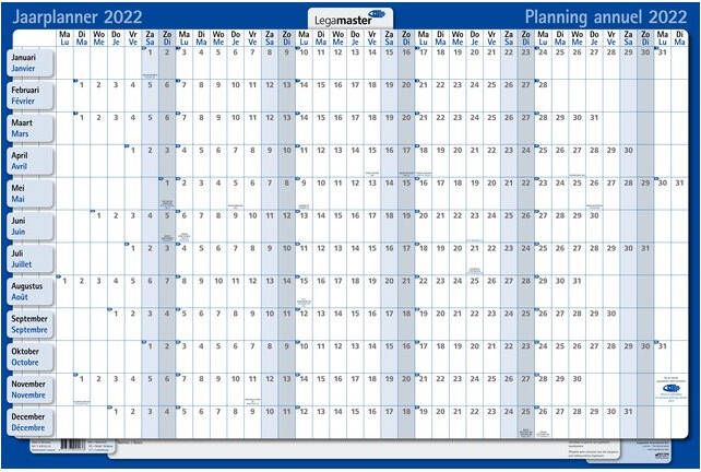 Legamaster Jaarplanner 2026 90x60cm horizontaal gelamineerd Engelstalig
